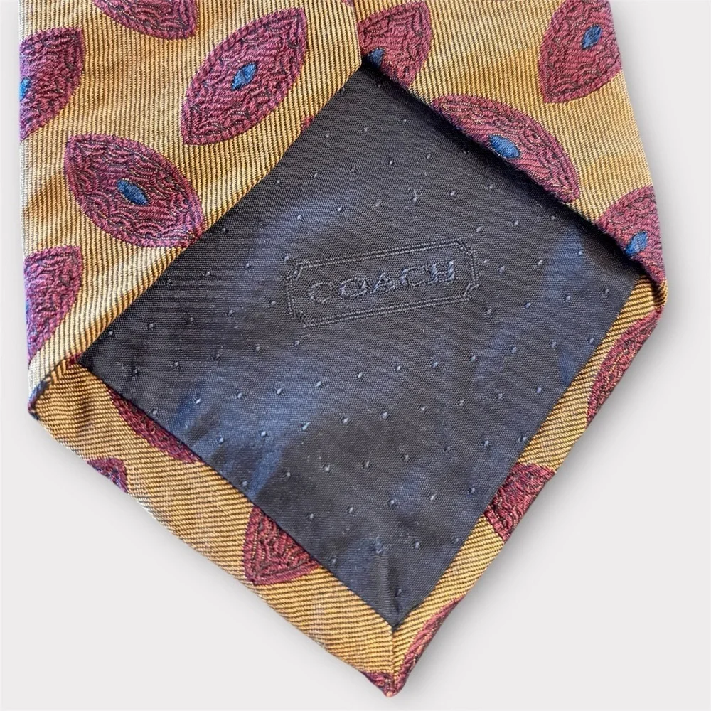 COACH Gold and Burgundy Men’s Tie
